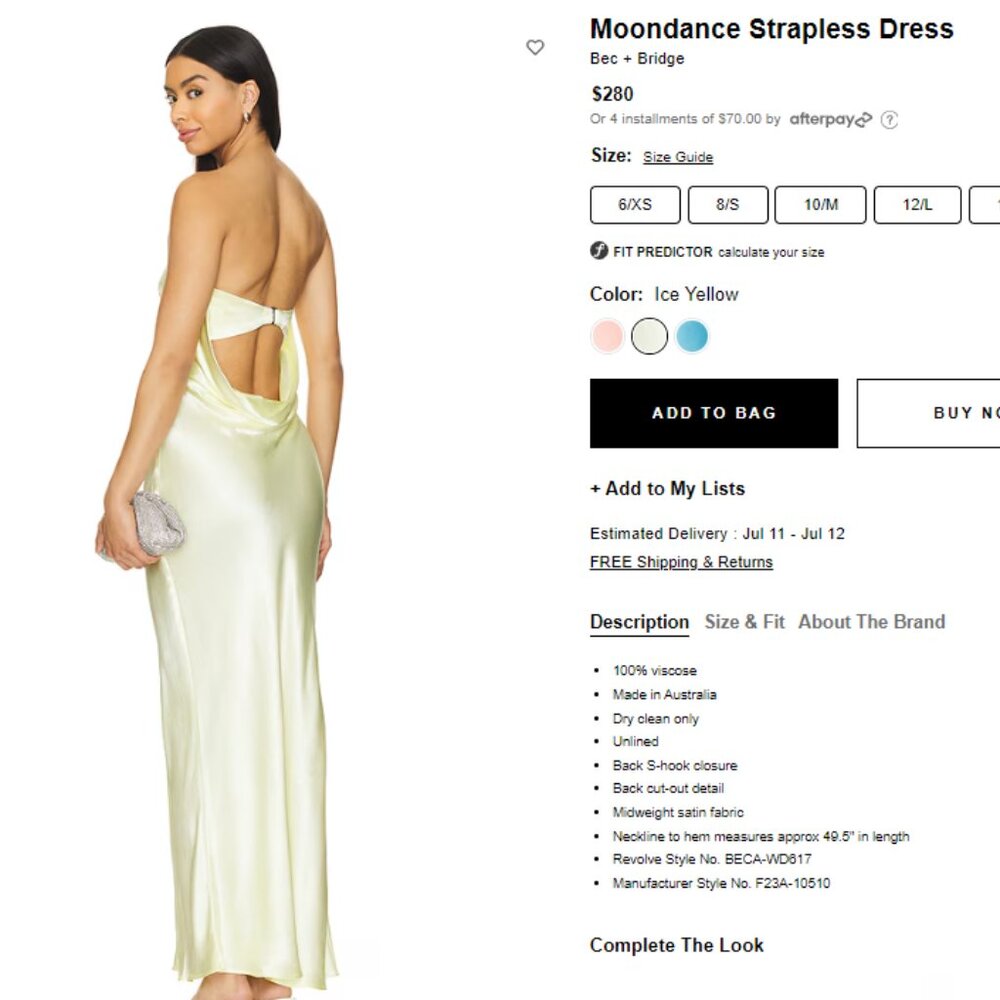 Bec & Bridge Moondance Dress in Ice Yellow